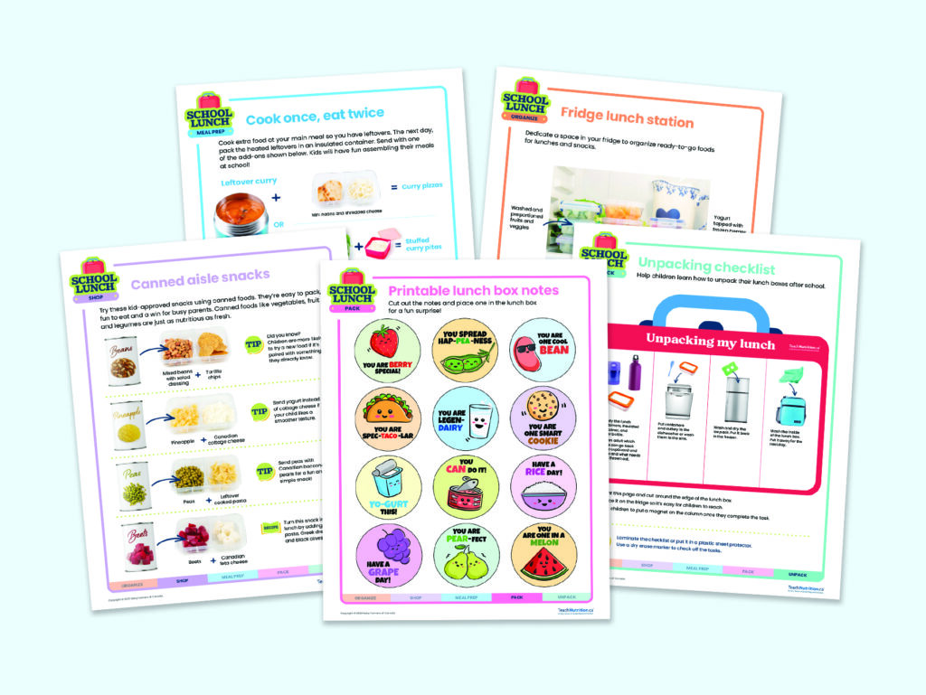 Image of printable pages for lunch tips.